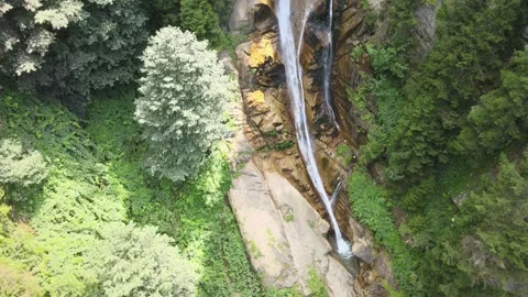 Waterfall forest aerial view Stockbeeldmateriaal 240773011