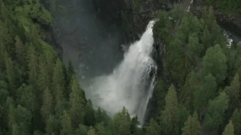 Waterfall in the forest canyon with no camera motion version 2 Stock Footage 255429828