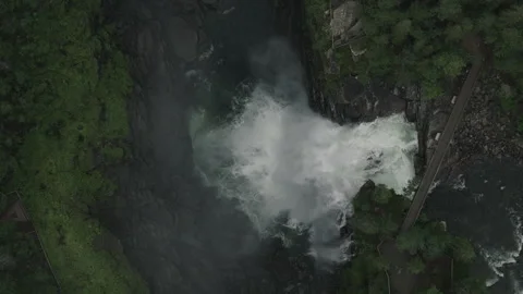 Waterfall in the forest canyon rising up version 1 Stock Footage 255374665