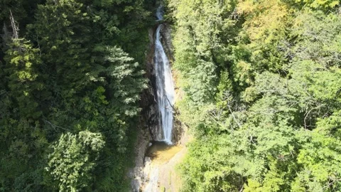 Waterfall forest drone shot Stock Footage 240767640