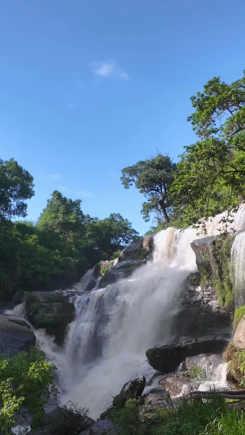 Waterfall in the forest that flows strongly during the rainy season.  Video stock 310039893