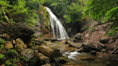 Waterfall in forest Stock Footage 11196347