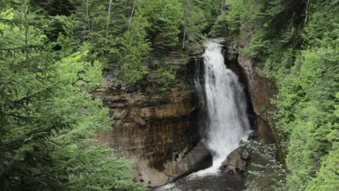 Waterfall in Forest of Michigan Stock Footage 172163918