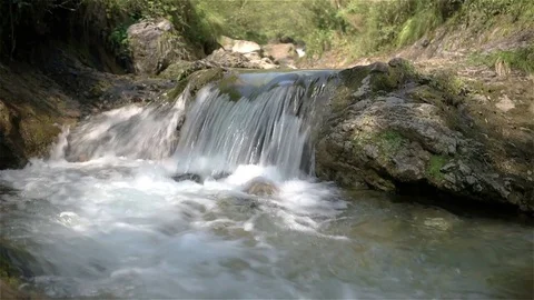 Waterfall in the forest at mountain 库存影片 72386653