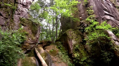 Waterfall in a forest in the North Caucasus Stock Footage 7757098