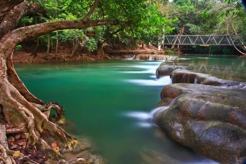 Waterfall in forest Stock Photos