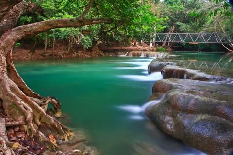 Waterfall in forest Stock Photos
