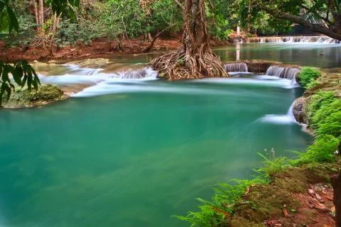 Waterfall in forest Stock Photos