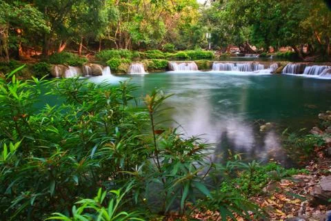 Waterfall in forest Stock Photos