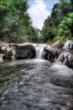Waterfall in a Forest Stock Photos