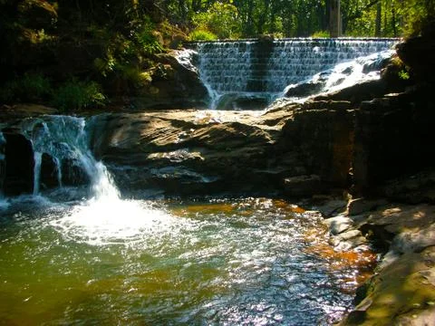 A waterfall in the forest Stock Photos
