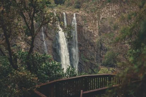 A waterfall in a forest Stock Photos