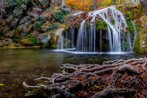 Waterfall in the forest Stock Photos