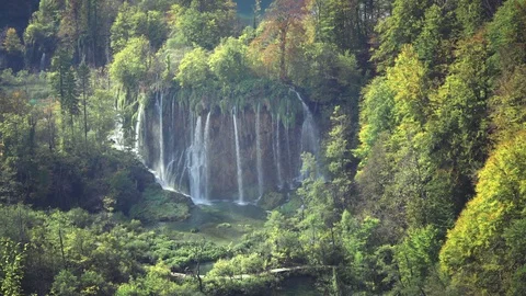 Waterfall in forest, Plitvice, Croatia Stock-Footage 110336121