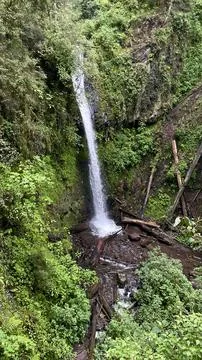 Waterfall in the forest in rainy day Stock Photos