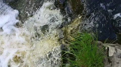 Waterfall on the forest river in slow motion. Close up Stock Footage 68150019