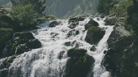 Waterfall in the forest in slow motion Stock Footage 297792481