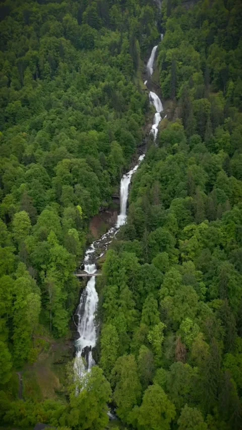 Waterfall in the forest with woods Stock Footage 274282124