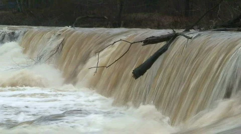 Waterfall front in river three Stock Footage 80208