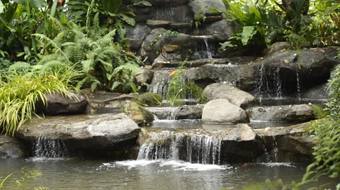 Waterfall in garden Stock Footage 45927576