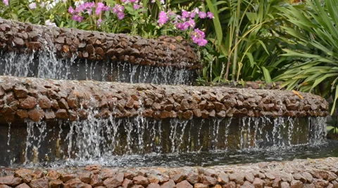 Waterfall in garden Stock Footage 45934043
