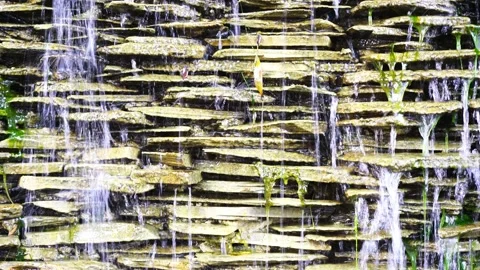 Waterfall in garden at the public park Stock Footage 154573099