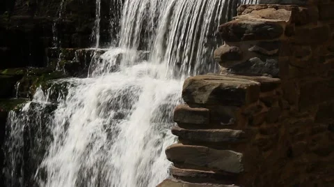 Waterfall, gentle falls of a small river, Honeoye Falls Stock Footage 41459397