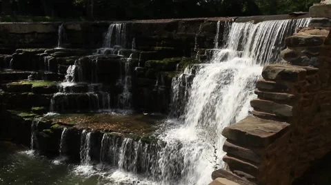Waterfall, gentle falls of a small river, Honeoye Falls Stock Footage 41461107
