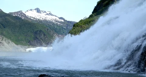 Waterfall by the Glacier Video stock 93506156
