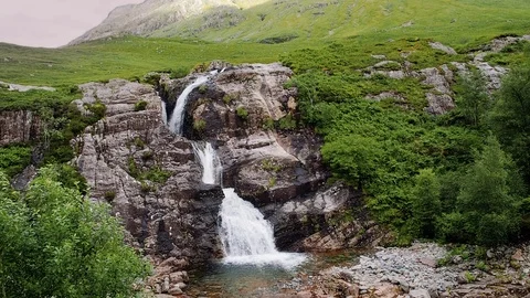 Waterfall in Glencoe, Scotland Stock Footage 87810274