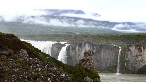 The waterfall Godafoss in Iceland Stock Footage 318728448