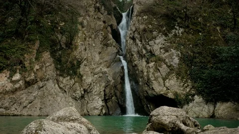 Waterfall in the gorge. Video stock 104275361