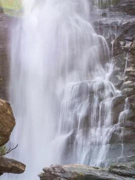 Waterfall green forest river stream landscape Stock-Fotos
