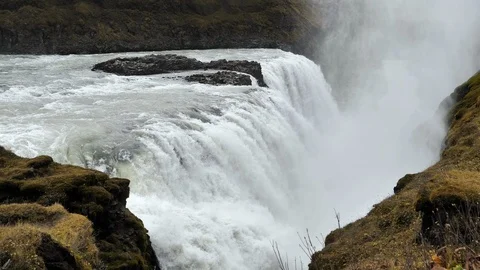 Waterfall of Gullfoss, Iceland Stock Footage 89464210