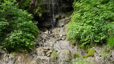 Waterfall handheld shot in slow motion Stock Footage 166690349