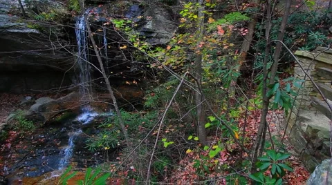 Waterfall at Hanging Rock State Park in North Carolina Stock Footage