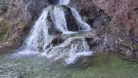 Waterfall at hatchery bottom view Stock Footage 174539049
