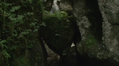 Waterfall in the heart of stone, mountain river, Slovenia, Alps 스톡 동영상 37268355