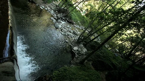 Waterfall High Angle Dutch tilt Stock Footage 4536916