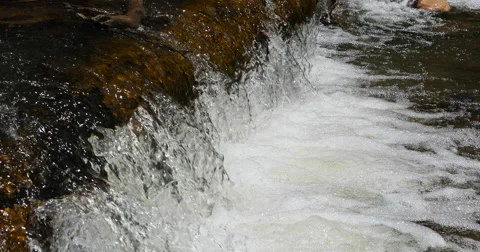 Waterfall high mountain creek river cool and clean slow DCI 4K Stock Footage 62901510