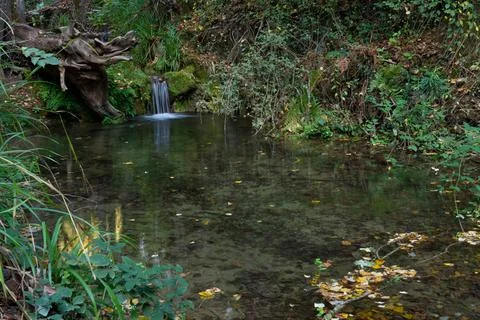 Waterfall in a high mountain stream Stock Photos