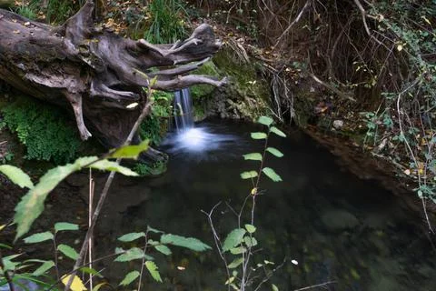 Waterfall in a high mountain stream Stock Photos