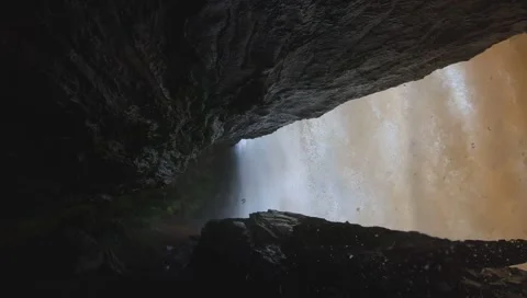 Waterfall with high winds Stock Footage 146330162