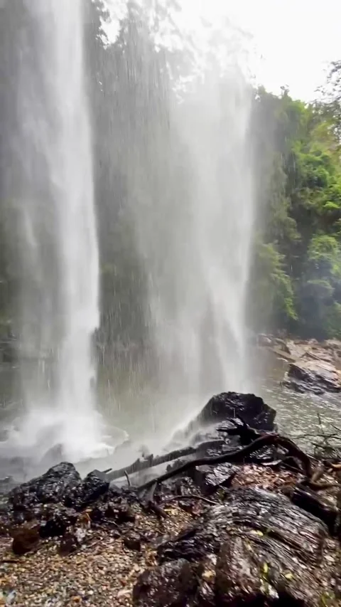 Waterfall in hiking trail. Stock Footage 278598005