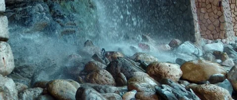 WaterFall Hitting Rock Slow Motion Splash Amazing Close Up Blue Water RED 8K Vídeo Stock 134487307
