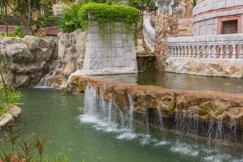 Waterfall in hotel. Stock Photos