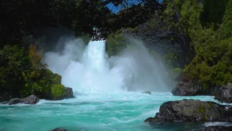 Waterfall in Huilo Huilo Stock-Footage 83061198
