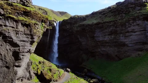 Waterfall Iceland drone Video stock 244903623