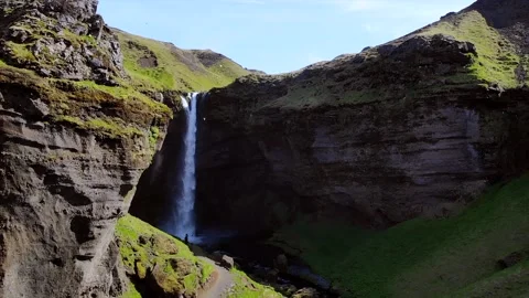 Waterfall Iceland drone Stock Footage 244903657