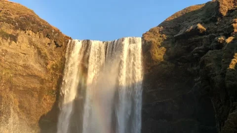 Waterfall in Iceland with sunset Stock Footage 158749431